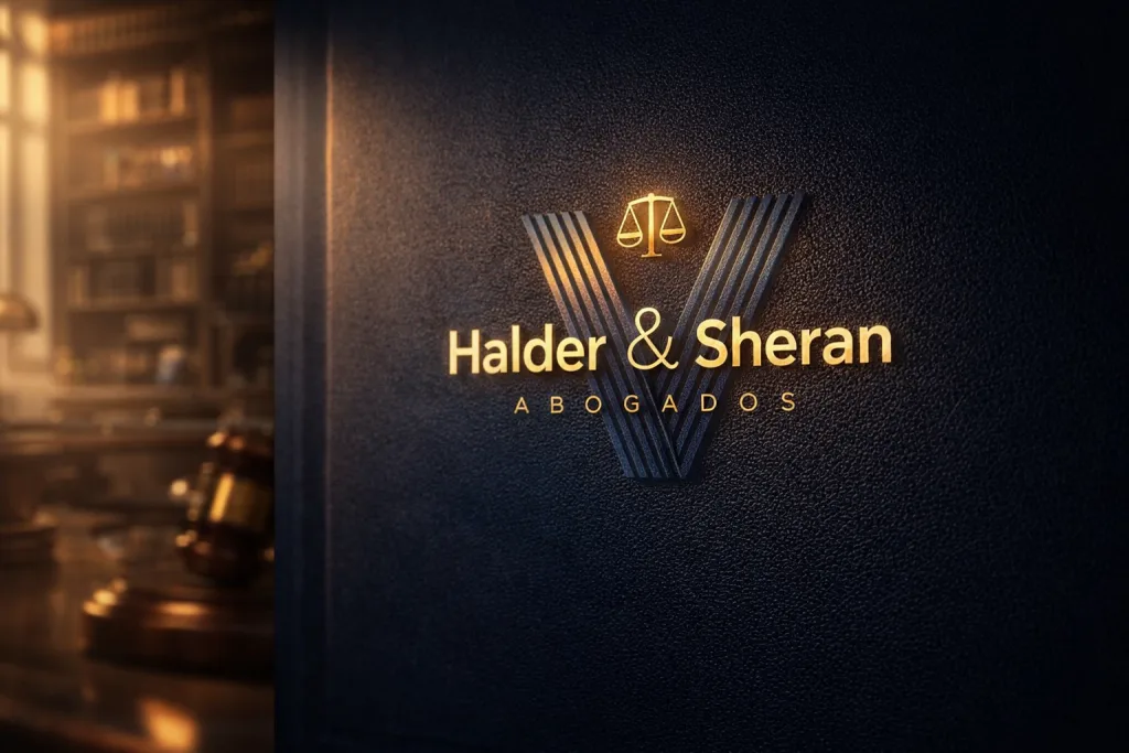 Insignia corporativa de Halder & Sheran Abogados en Madrid. Símbolo de defensa técnica, rigor procesal y abogacía de autor en biblioteca jurídica.
